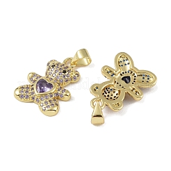 Brass Micro Pave Cubic Zirconia Pendants&nbsp;KK-P266-16G
