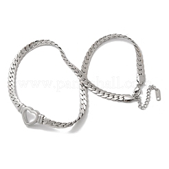 304 Stainless Steel Heart Cuban Link Chain Necklaces for Women&nbsp;NJEW-R012-03P