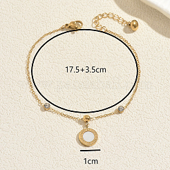 304 Stainless Steel Crystal Rhinestone Forever Love Coin Charm Bracelets for Women&nbsp;PR6734