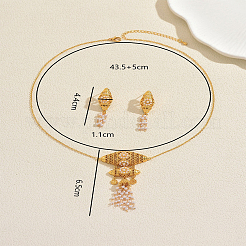 Elegant Gothic Brass Rhombus Tassels Stud Earrings & Pendant Necklaces Sets for Women&nbsp;GH4264