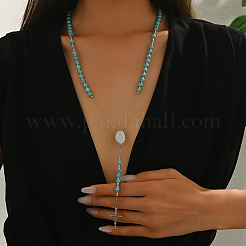Synthetic Turquoise Rosary Bead Necklaces&nbsp;QO6438