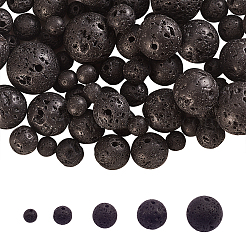 5 Style Natural Lava Rock Round Beads Strands&nbsp;G-CJ0001-52