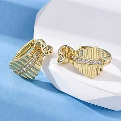 Snake Brass Micro Pave Cubic Zirconia Hoop Earrings&nbsp;EJEW-R025-18G