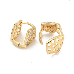 Brass Pave Clear Cubic Zirconia Hoop Earrings&nbsp;EJEW-M258-21G