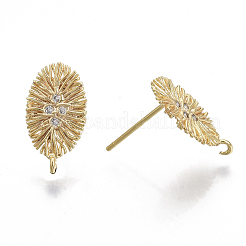 Brass Micro Pave Cubic Zirconia Stud Earring Findings&nbsp;KK-T056-03G-NF