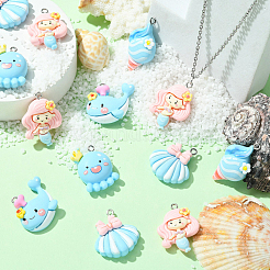 30Pcs 5 Styles Sea Animal Opaque Resin Pendants&nbsp;RESI-CJ0003-62