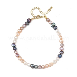 Natural Cultured Freshwater Pearl Beaded Anklets for Women&nbsp;AJEW-AN00876