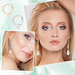 Brass Huggie Hoop Earring Findings with Brass Open Jump Rings with 304 Stainless Steel Jump Rings&nbsp;FIND-CN0001-74