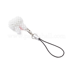 Rabbit Head Glass Beaded Mobile Straps&nbsp;HJEW-MZ00371