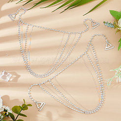 Alloy & Iron Crystal Rhinestone Tassel Sexy Shoulder Bra Body Chains&nbsp;AJEW-WH0455-359P