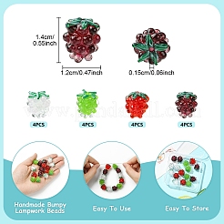 16Pcs 4 Colors Handmade Lampwork Bumpy Beads&nbsp;LAMP-YW0001-29