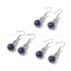 Natural Dyed Lapis Lazuli Gourd Dangle Earrings with Crystal Rhinestone&nbsp;EJEW-A092-04P-10