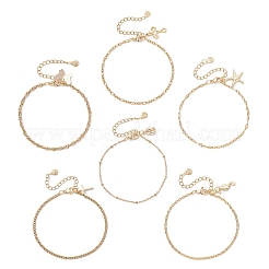 6Pcs 6 Styles Ocean Theme 304 Stainless Steel Chain Bracelet Sets with Charms for Women&nbsp;BJEW-JB12448