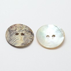 2-Hole Flat Round Mother of Pearl Buttons&nbsp;SHEL-N033-11A