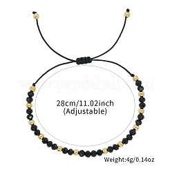 Glass & Brass Round Beads Braided Bead Bracelets&nbsp;RD6595-1