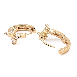 Brass Micro Pave Cubic Zirconia Hoop Earrings&nbsp;EJEW-D078-14KCG