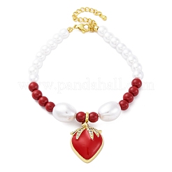 Strawberry Brass Micro Pave Clear Cubic Zirconia Charm Bracelets&nbsp;BJEW-G740-04G