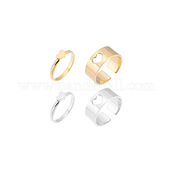 4Pcs 4 Style Heart Matching Couple Rings&nbsp;RJEW-UN0001-17