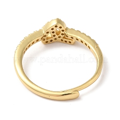 Rack Plating Brass Cubic Zirconia Arabic Letters Adjustable Rings for Women&nbsp;RJEW-S407-10G-01