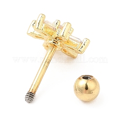 Brass Micro Pave Clear Cubic Zirconia Stud Earrings&nbsp;EJEW-L265-08G