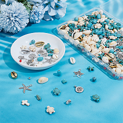 DIY Synthetic Turquoise & Cowrie Shell Bead Necklace/Bracelets Making Kits&nbsp;DIY-PH0023-73
