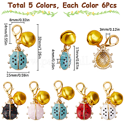 6 Sets Ladybird Alloy Enamel Pendants Decoraiton&nbsp;HJEW-SC0001-48