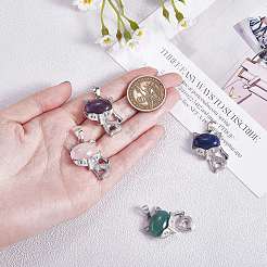 4Pcs 4 Styles Natural Mixed Gemstone Pendants&nbsp;G-SZ0002-22