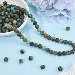 2 Strands Frosted Natural African Turquoise(Jasper) Round Beads Strands&nbsp;G-PA0001-33
