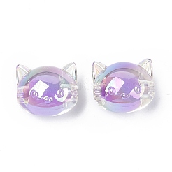 UV Plating Rainbow Iridescent Acrylic Beads&nbsp;X-OACR-H015-05