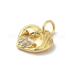 Valentine's Day Rack Plating Brass Clear Cubic Zirconia Pendants&nbsp;KK-Z056-12G