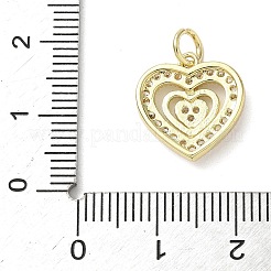Brass Micro Pave Cubic Zirconia Heart Charms&nbsp;KK-L248-06G