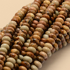 1 Strand Rondelle Natural Picture Jasper Beads Strands&nbsp;G-PA0001-67