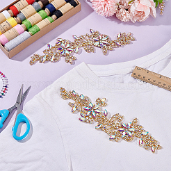 Glass & Alloy Embroider Thread Iron on/Sew On Patches&nbsp;PATC-WH0023-11G