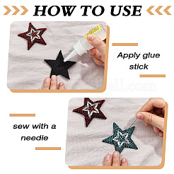 4Pcs 4 Colors Felt & Rhinestone Thread Iron on/Sew On Patches&nbsp;PATC-MA0001-47