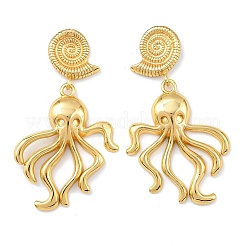 Ocean Theme Brass Dangle Stud Earrings&nbsp;EJEW-F400-04B-G
