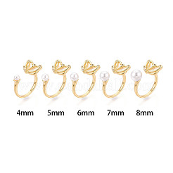 Butterfly Brass Micro Pave Clear Cubic Zirconia & Shell Cuff Rings Setting&nbsp;KK-T079-44G