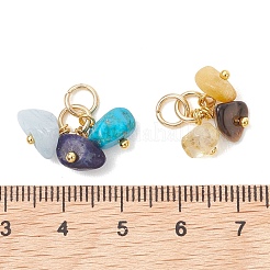5Pcs Natural & Synthetic Mixed Gemstone Pendants&nbsp;PALLOY-JF05353-02