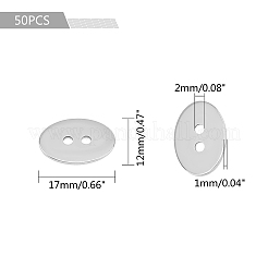2-Hole Flat Oval 304 Stainless Steel Sewing Buttons for Bracelet Making&nbsp;STAS-UN0011-51P