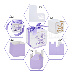 Hollow Stroller BB Car Carriage Candy Box wedding party gifts with Ribbons&nbsp;CON-BC0004-97B