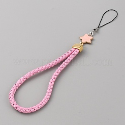 Knitting PU Leather Lanyard Wrist Strap Phone Star Charms Straps&nbsp;AJEW-WH0342-62A