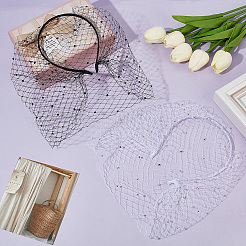2Pcs 2 Colors Bridal Rhinestone Mesh Veil Cloth Hair Bands&nbsp;DIY-GA0007-03