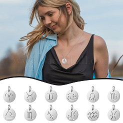 12 Constellation/Zodiac Sign 304 Stainless Steel Charms&nbsp;STAS-UN0003-19P