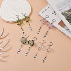 4 Pairs 4 Color Glass Flower Wind Chime Dangle Leverback Earrings&nbsp;EJEW-TA00209