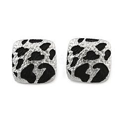 Leopard Print Brass Enamel Stud Earrings for Women&nbsp;EJEW-U055-15B-S