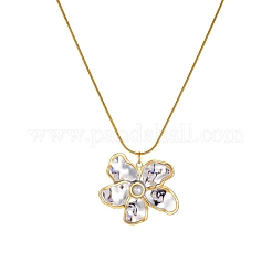 Duo Tone 304 Stainless Steel Flower Pendant Necklaces for Women&nbsp;WG5401F-02