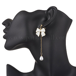 Alloy Enamel Bowknot Dangle Stud Earrings&nbsp;EJEW-JE06645-04