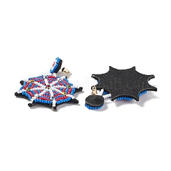 Halloween Spider Web Glass Seed Braided Dangle Stud Earrings&nbsp;EJEW-B011-05A