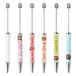 6Pcs 6 Styles Printed Plastic Ball-Point Pen&nbsp;AJEW-TA0001-82