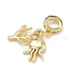 Brass Micro Pave Clear Cubic Zirconia European Dangle Charms&nbsp;KK-P345-46G