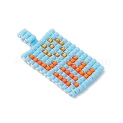 3Pcs Beaded Rectangle with Word Love Charms&nbsp;PALLOY-MZ01086